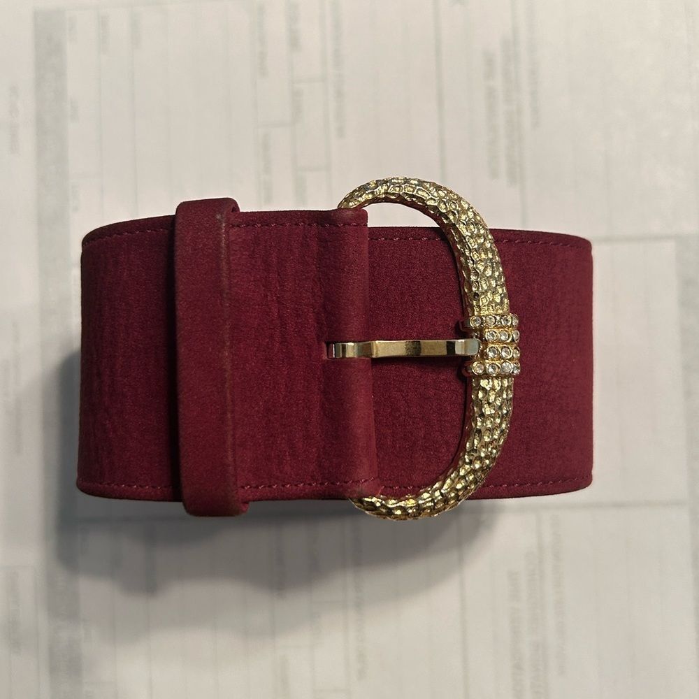Vintage Christian Dior Burgundy Leather/Suede Belt(Size 70)